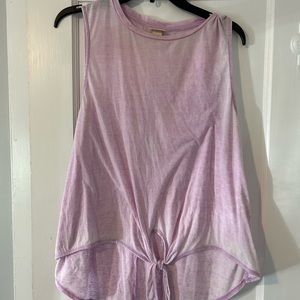 Plus size pink cropped tank with front tie